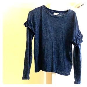 Long sleeve shirt with ruffles on sleeve